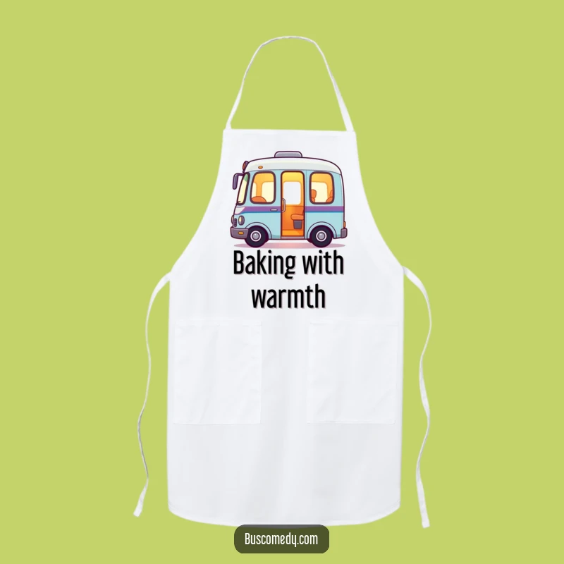 Friendly Glow Bus Apron: Cozy Illuminating Bus Kitchen Wear, Welcoming Gift!
