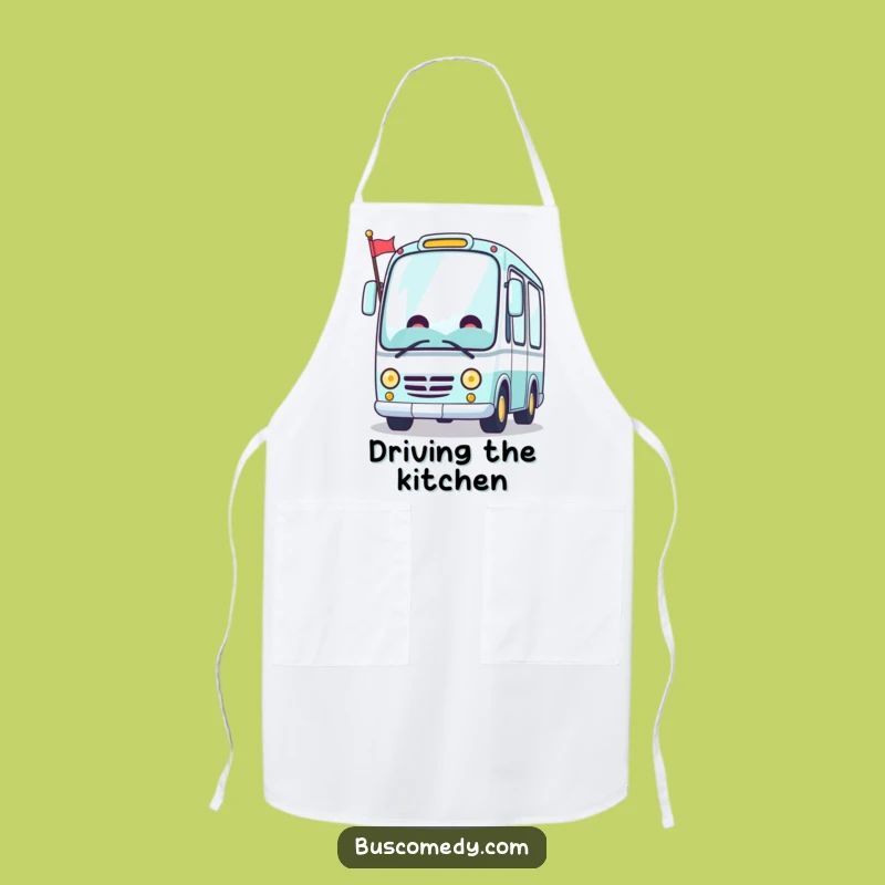 Funny Cheerful Kawaii Bus Flag Apron - Kitchen Adventures