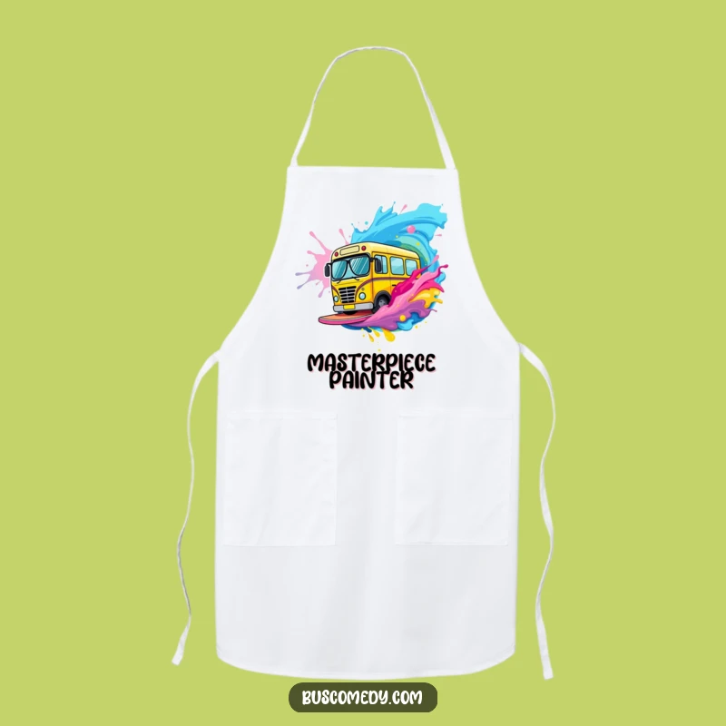 Funny Bus Paint Surfer Apron: Chef Character Sunglasses Kitchen Gift