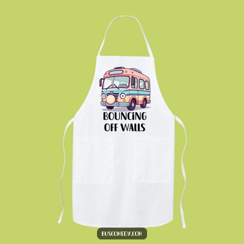 Funny Playful Bus Apron: Bouncing Ball Vehicle Kitchen Wear, Chef's Funny Gift!