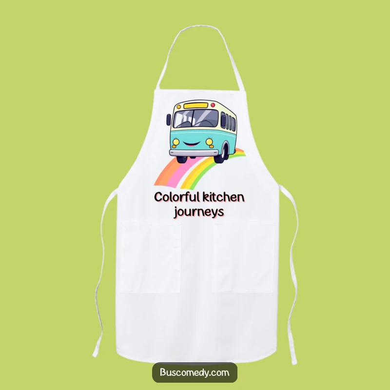 Funny Smiley Bus Rainbow Apron a Cheerful Kitchen Gift