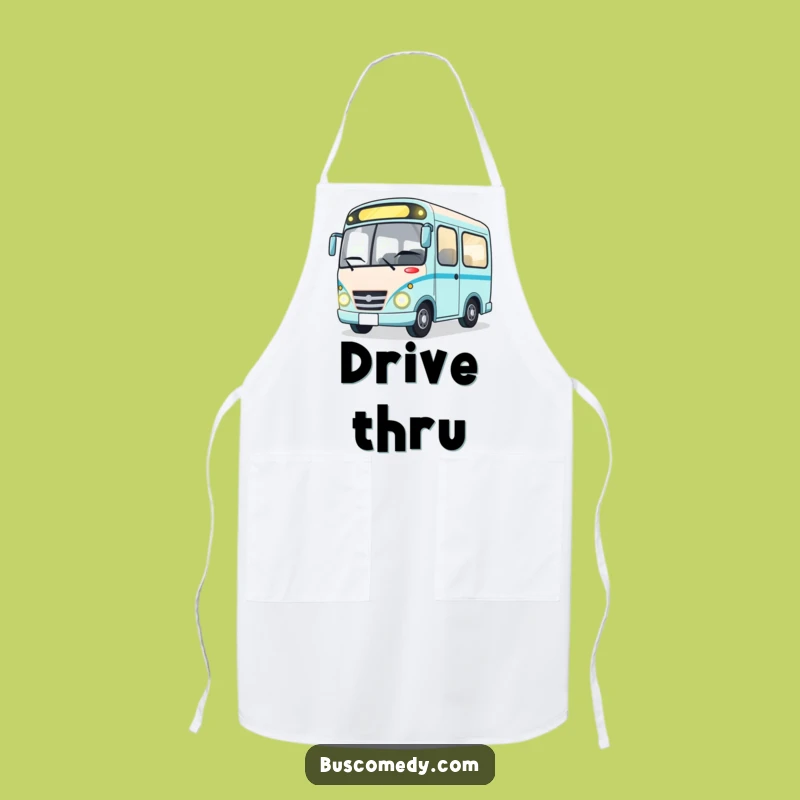 Funny Winking Bus Apron: Cheerful Character Kitchen Wear for Fun Cooks