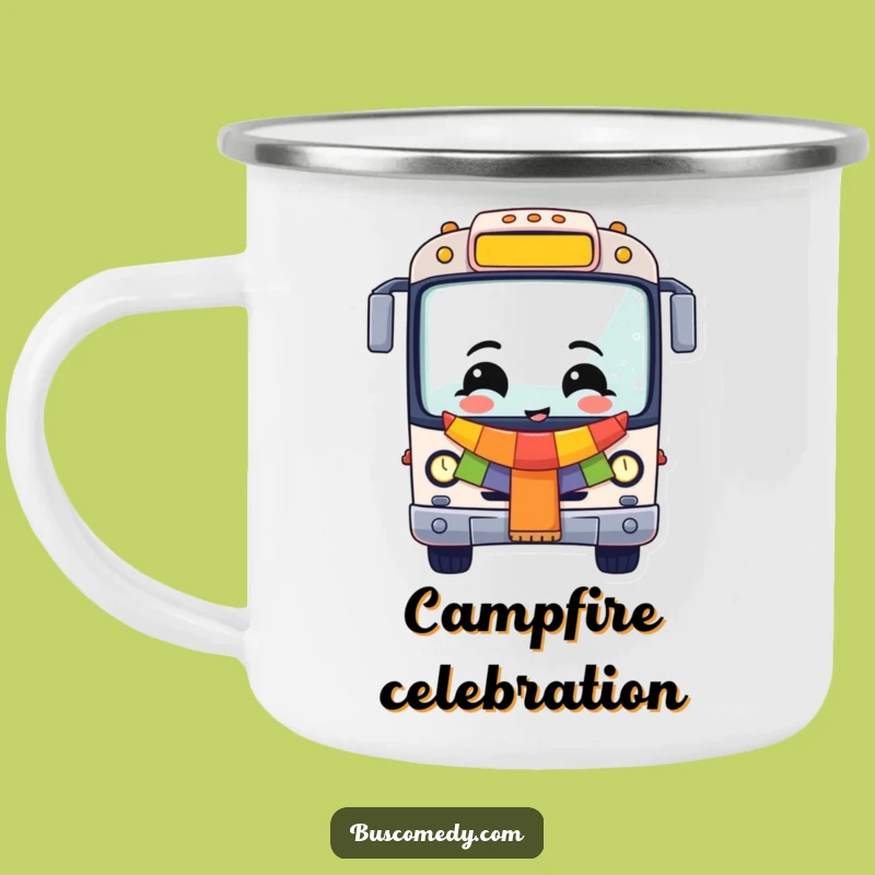 Adventure Funny Cheerful Bus Camping Mug: Festive Vehicle Enamel Mug, Outdoor Funny Gift!