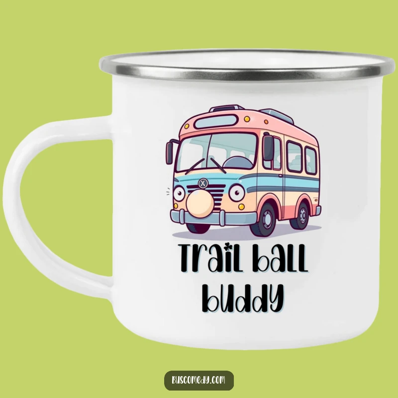Adventure Funny Playful Bus Camping Mug: Bouncing Ball Enamel Mug, Outdoor Funny Gift!