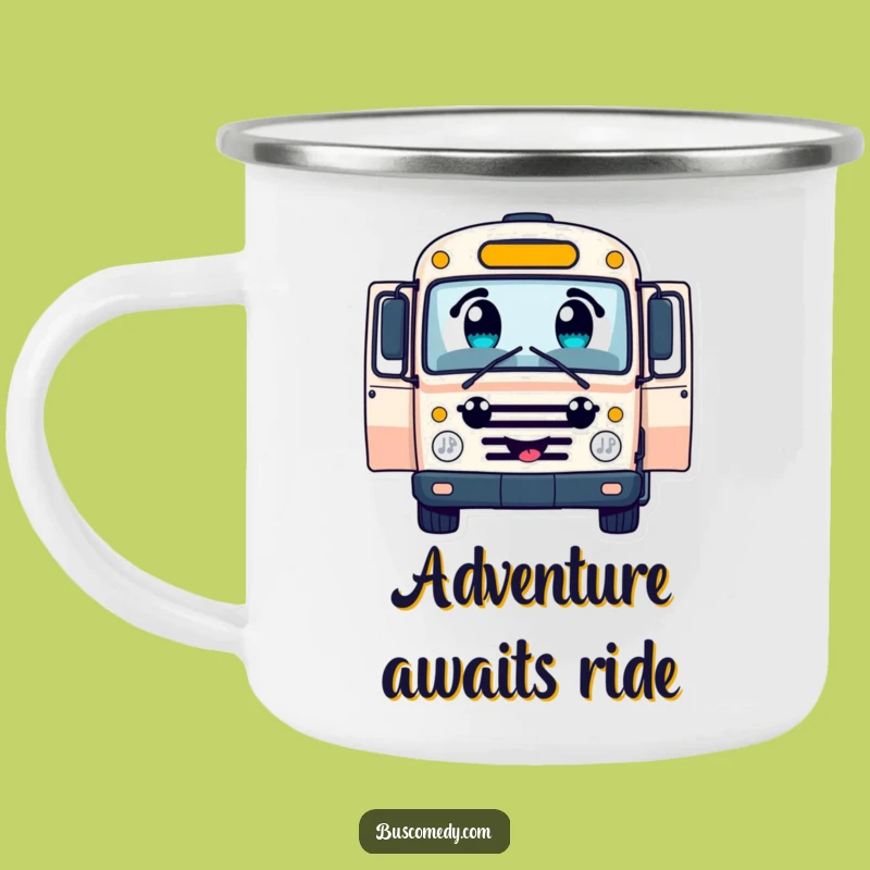 Funny Cheerful Bus Camping Mug - Open Road Adventure