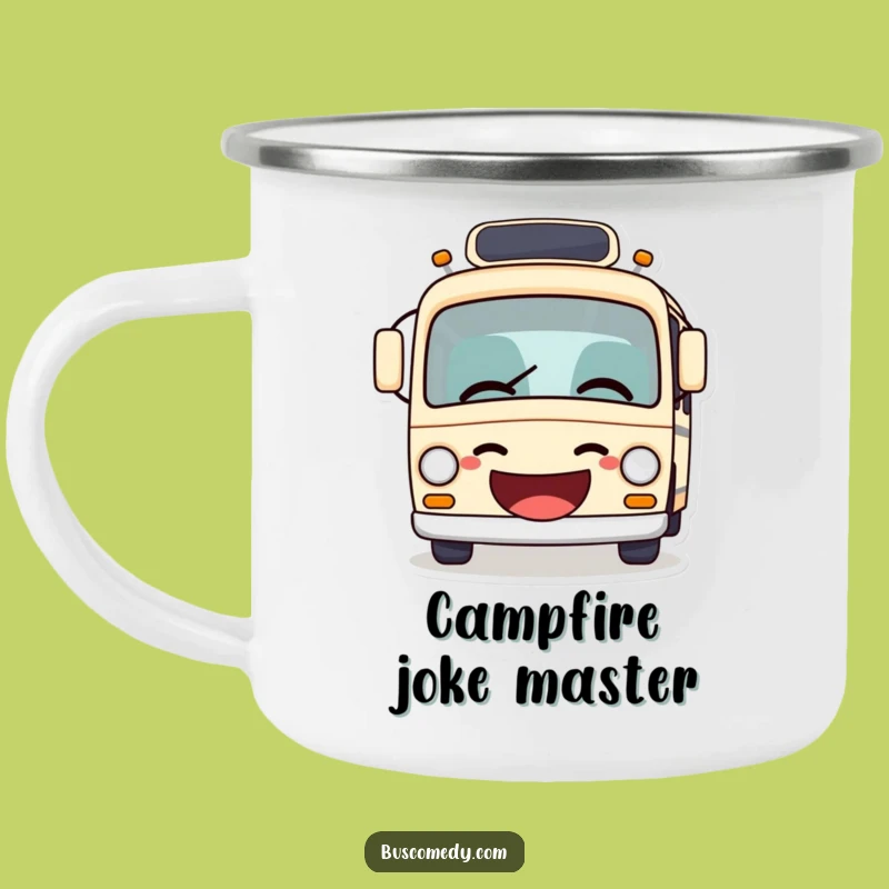 Funny Giggle Bus Camping Mug: Outdoor Joke Telling Bus Cup, Humorous Adventure Gift!