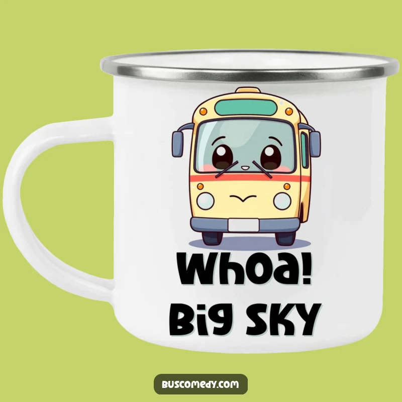Funny Kawaii Bus Camping Mug: Giggling Surprise Outdoors - Rugged Funny Gift!