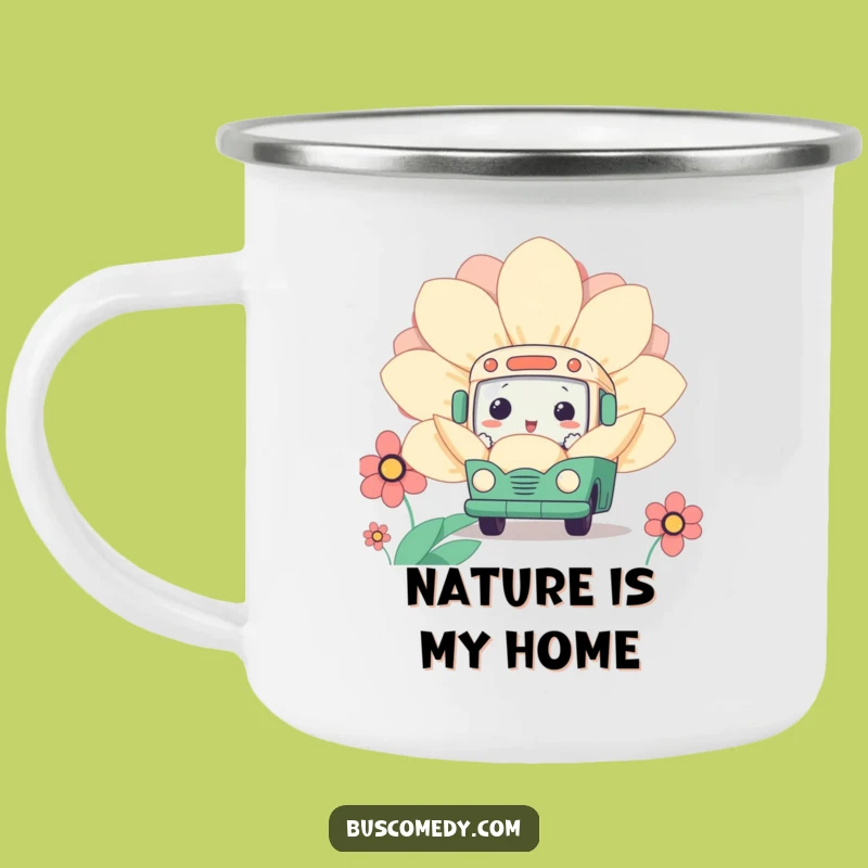 Funny Kawaii Bus Flower Camping Mug: Outdoor Curiosity - Rugged Funny Gift!