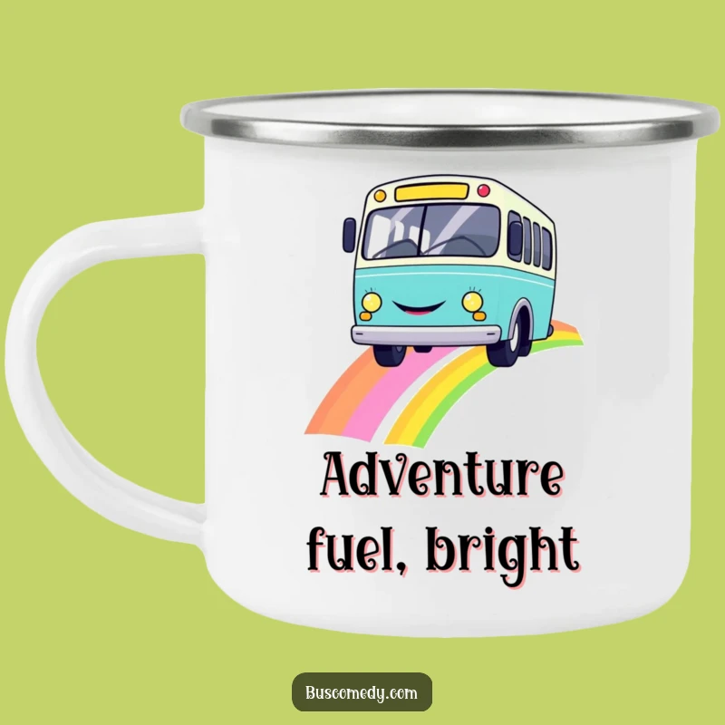 Funny Smiley Bus Rainbow Camping Mug a Cheerful Outdoor Gift
