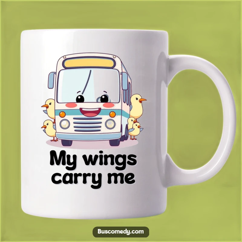 Funny Bus Being Towed by Birds Mug: The Ultimate Hilarious Gift for Commuters!