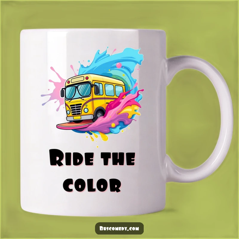 Funny Bus Paint Surfer Mug: Cool Character Sunglasses Wave Gift