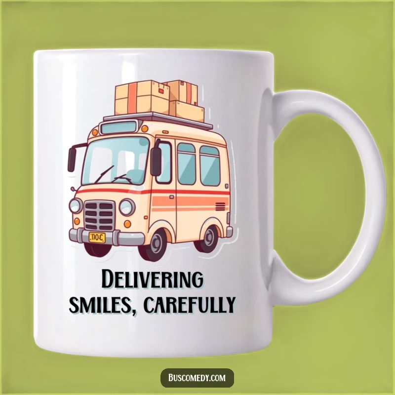 Funny Delivery Bus Mug - Balancing Packages Gift for Mail Carriers