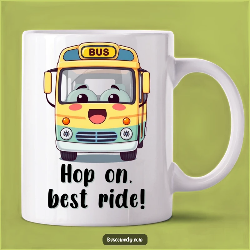 Funny Kawaii Bus Mug Gift: A Smiling Character Offers a Joyful Ride
