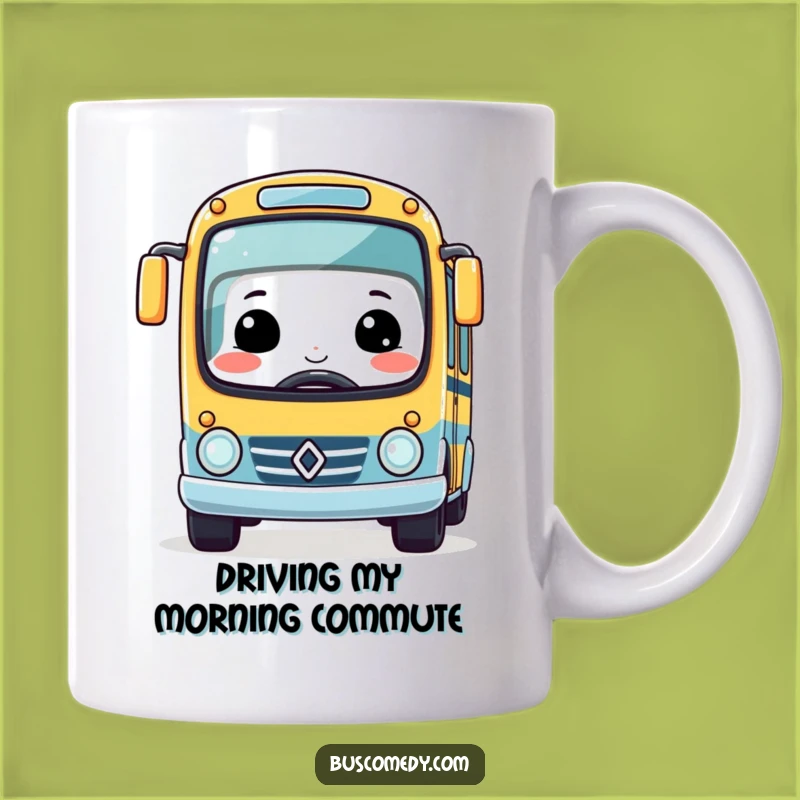 Funny Kawaii Bus Race Car Mug - Big Smile Driver Gift