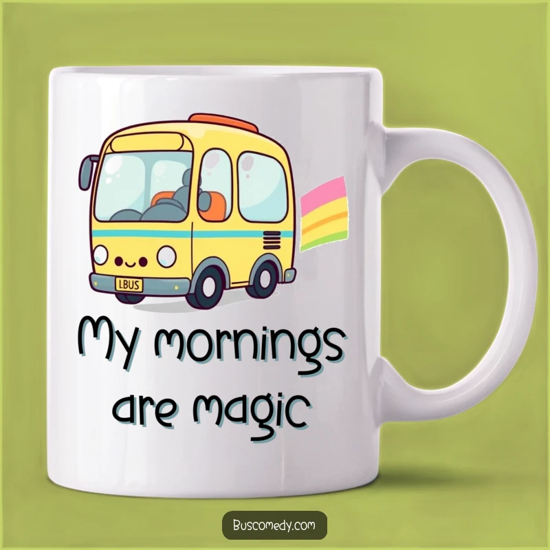 Funny Kawaii Bus Rainbow Mug: A Cheerful Journey Gift for Bus Lovers
