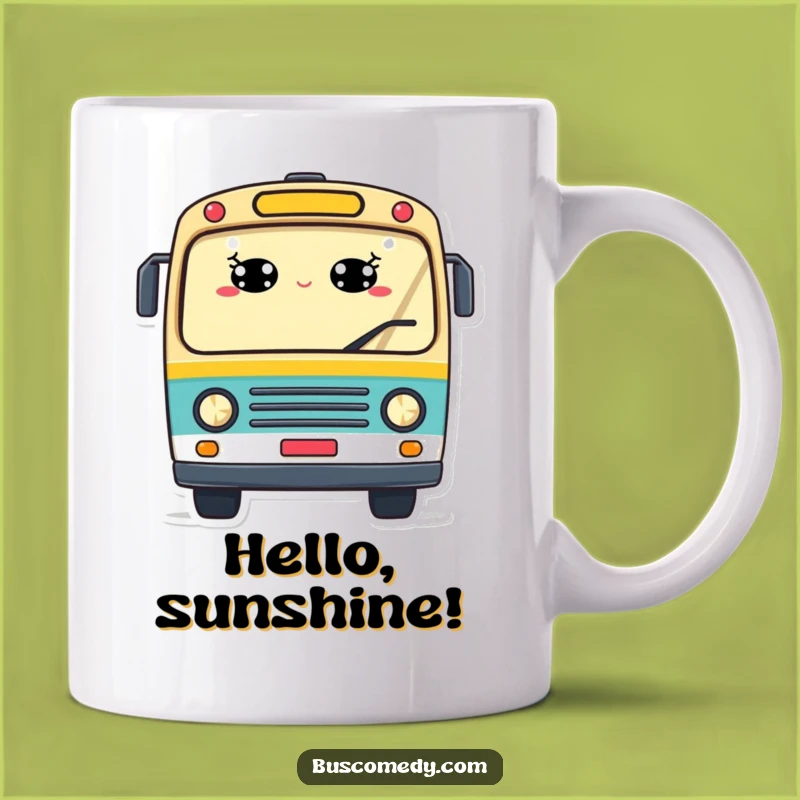 Funny Smiling Bus Mug: Friendly Character Tee, a Perfect Funny Gift