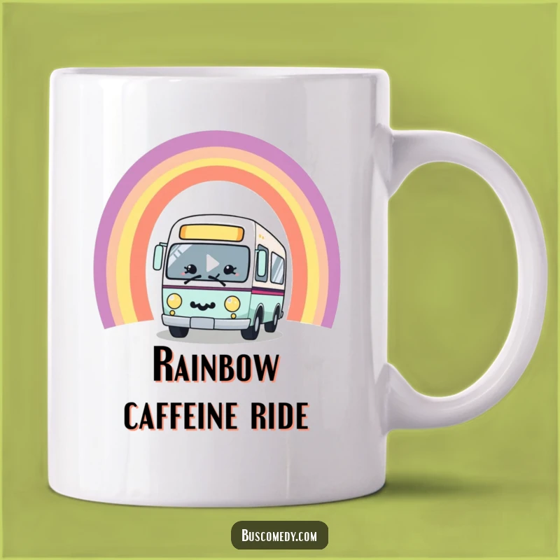 Funny Kawaii Bus Rainbow Mug - Cheerful Journey Gift Idea