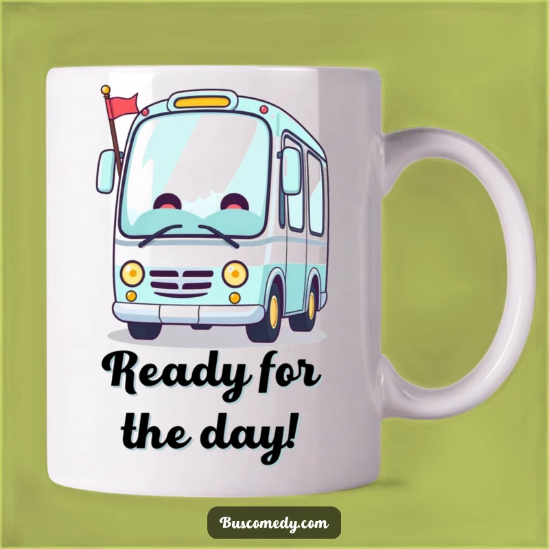 Funny Cheerful Kawaii Bus Flag Mug - Joyful Journey Gift