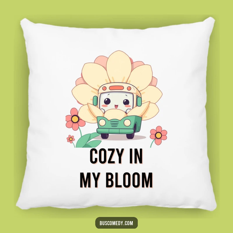 Funny Kawaii Bus Flower Pillow: Cozy Peek - Adorable Funny Gift!