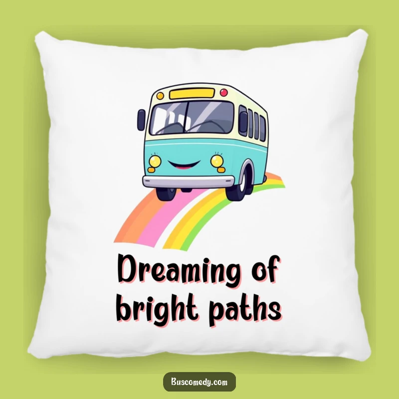 Funny Smiley Bus Rainbow Pillow a Cozy Cheerful Accent Gift