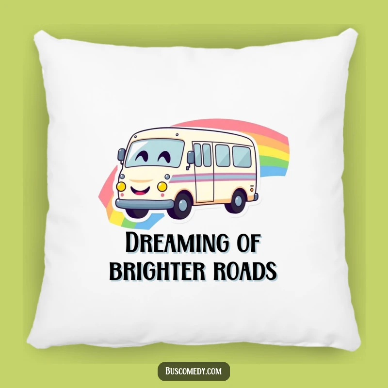 Funny Rainbow Bus Pillow - Smiley Face Comfort Accent Gift for Bus Lovers