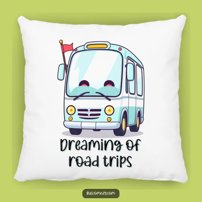 Cozy Funny Cheerful Kawaii Bus Flag Pillow - Huggable Happiness