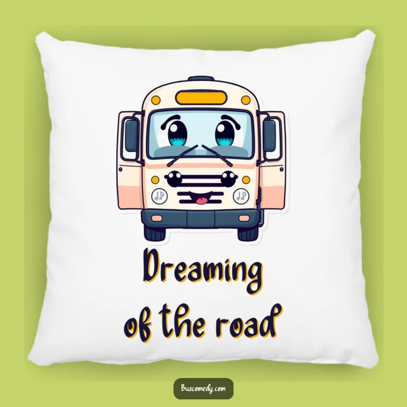 Funny Cheerful Bus Pillow - Cozy Open Doors Character Cushion