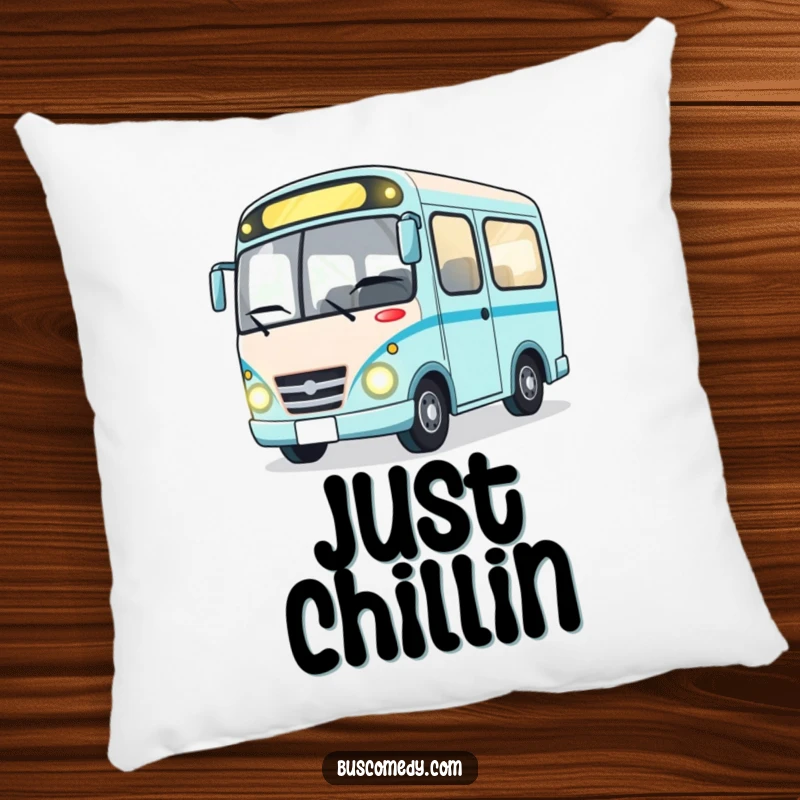 Funny soft pillow featuring a happy bus character winking with bright headlights, perfect for adding cheerful comfort to any room.