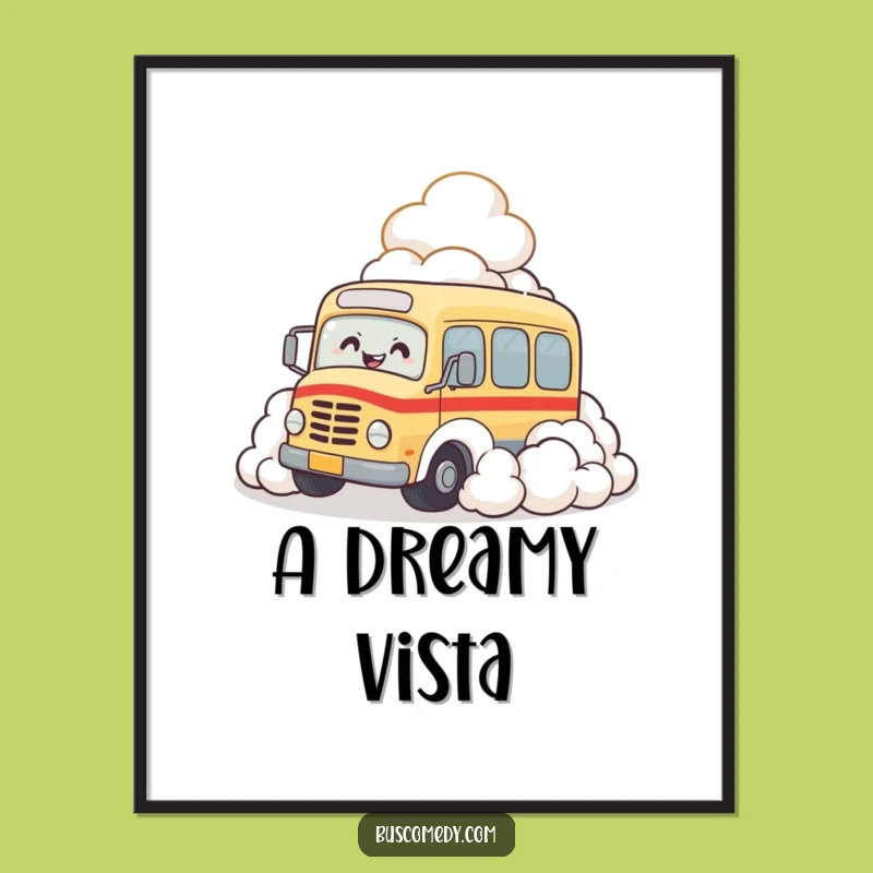 Funny Bus Cloud Giggle Digital Art: Instant Hilarious Decor for Your Walls