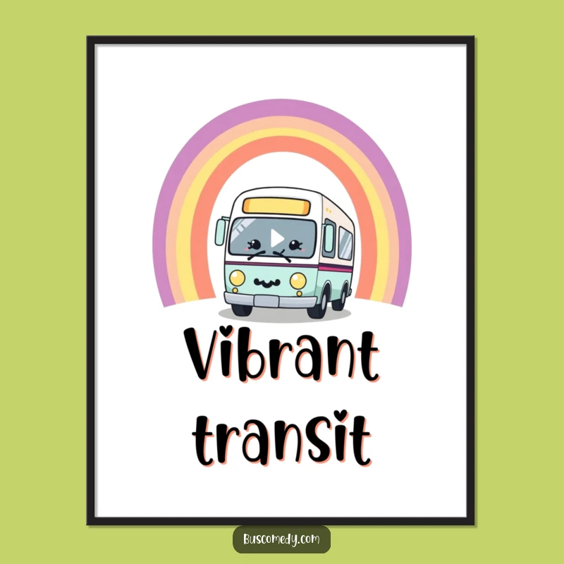 Funny Kawaii Bus Rainbow Digital Art - Instant Joy Download!