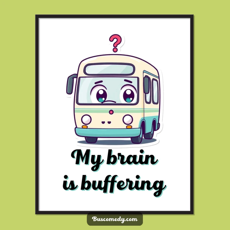 Funny Kawaii Bus Surprise Digital Art: Instant Wonder for Your Walls