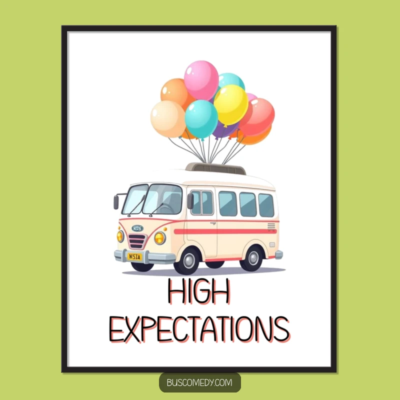 Funny Kawaii Bus Balloon Digital Art: Whimsical Decor - Instant Funny Gift!