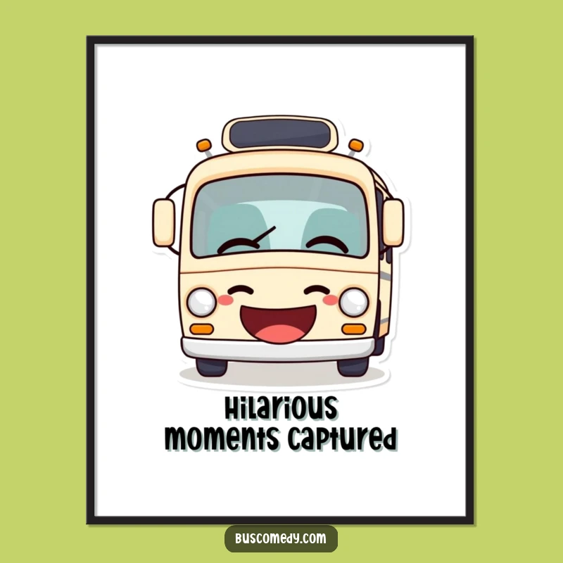 Funny Bus Giggle Digital Art: Hilarious Joke Telling Bus Print, Comedic Instant Decor!