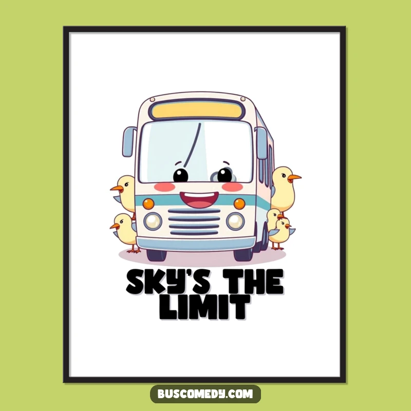 Funny Bus Towed by Birds Digital Print: Instantly Download Hilarious Whimsy for Your Walls!