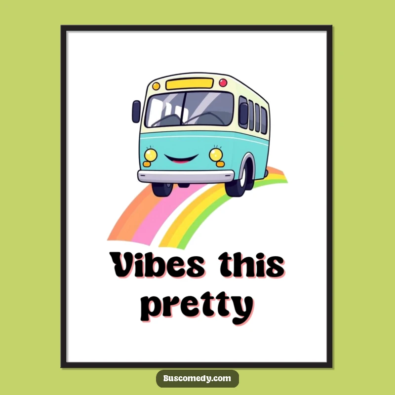 Funny Smiley Bus Rainbow Digital Art a Cheerful Instant Gift