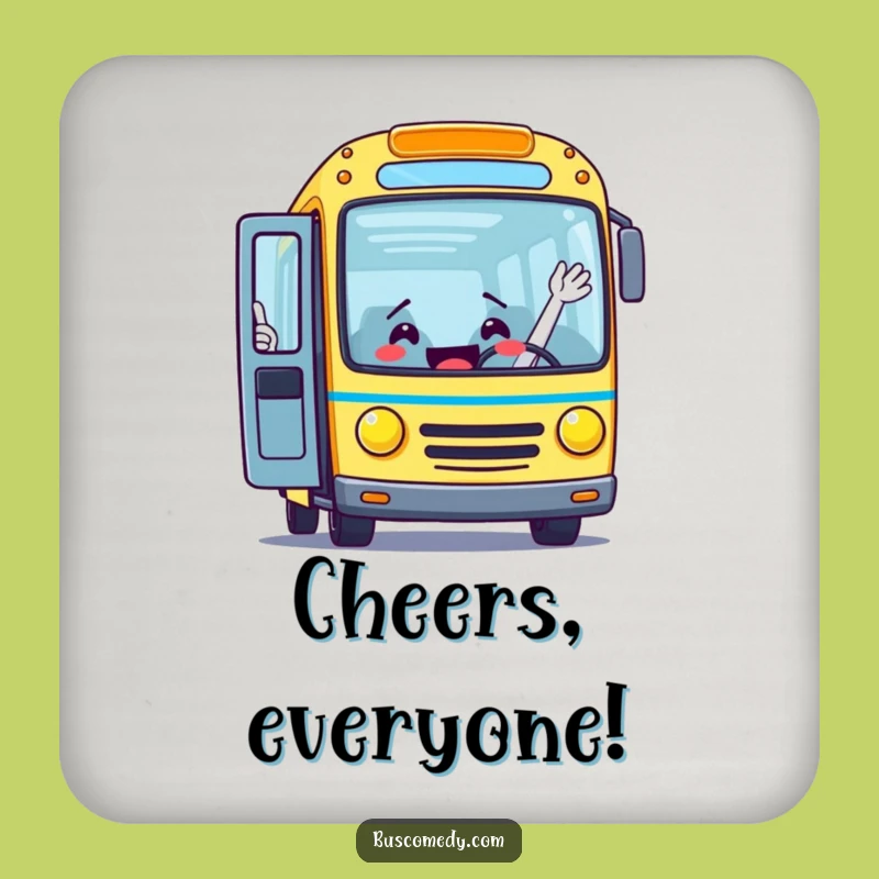 Funny Bus Waving Coaster Set: Protect Surfaces with Welcome