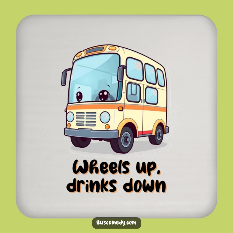 Funny Adventure Bus Drink Coaster: Cute Wheels Spinning, Protect Surfaces with Funny Gift