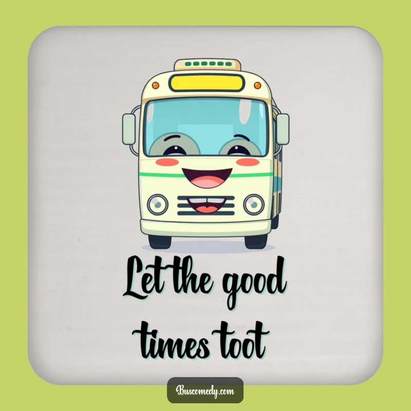 Funny Grinning Bus Coaster - Playful Horn Table Gift