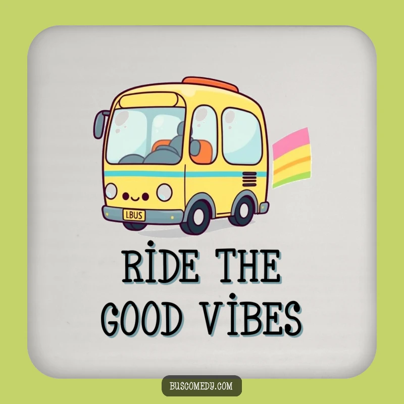 Funny Kawaii Bus Rainbow Drink Coaster: Protect Surfaces with Cheerful Art