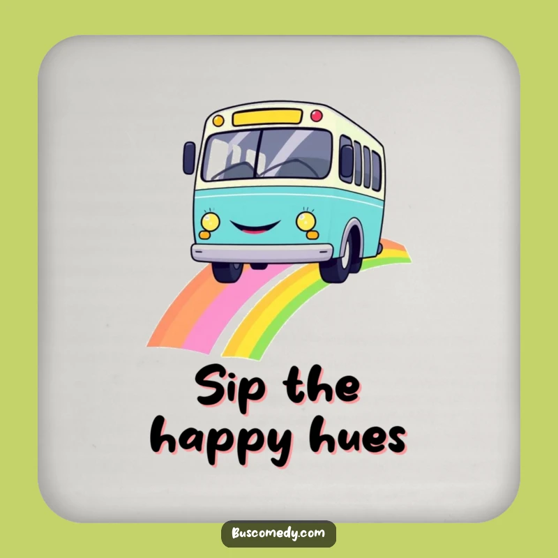 Funny Smiley Bus Rainbow Coaster a Cheerful Table Gift