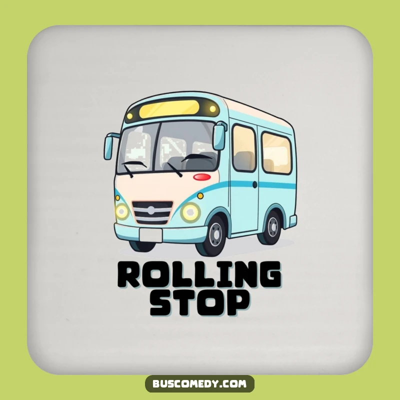 Funny Winking Bus Coaster: Cute Character Protector for Your Surfaces