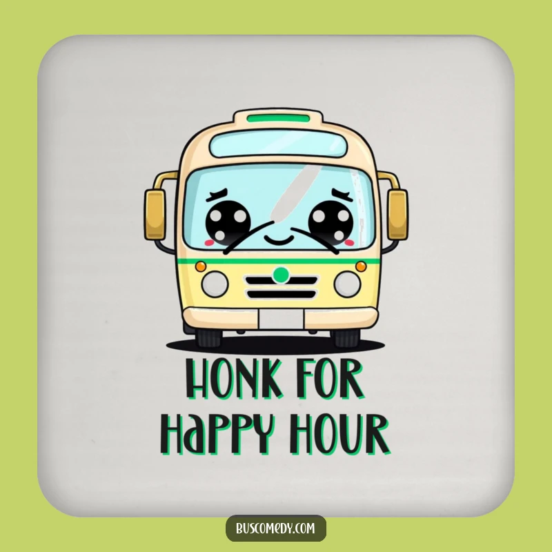Funny Kawaii Bus Coaster Set: Cheerful Big Eyes Friendly Honk Protect