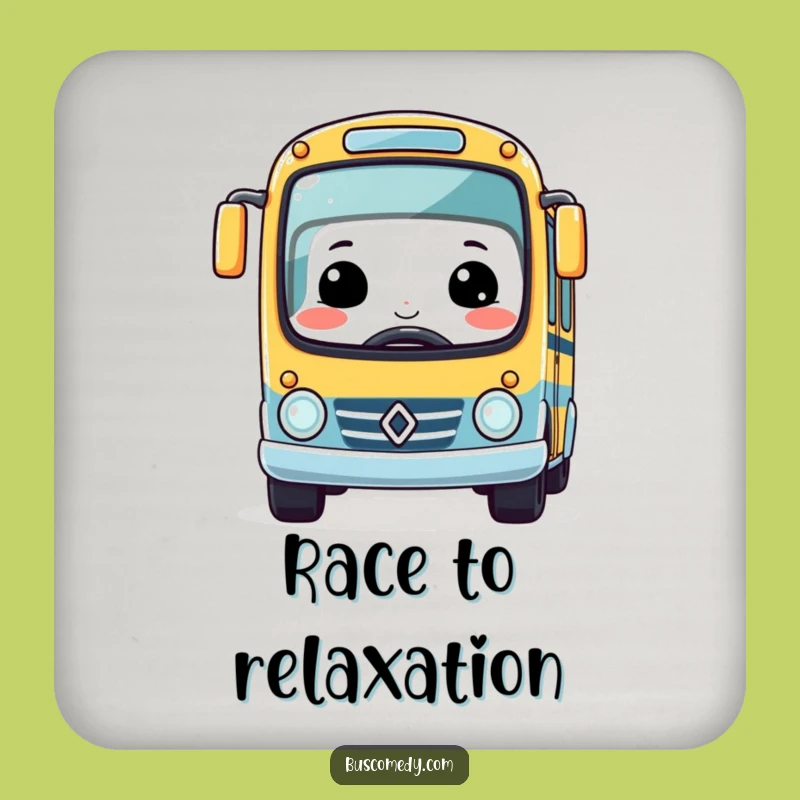 Funny Kawaii Bus Coaster - Smiling Race Car Table Protector Gift