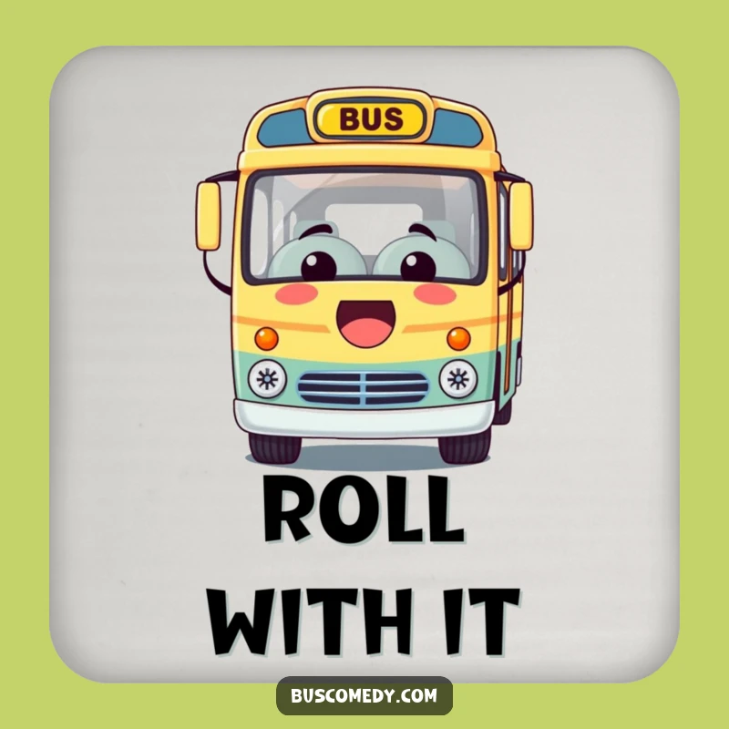 Funny Kawaii Bus Drink Coaster: Protect Surfaces with a Smiling Character