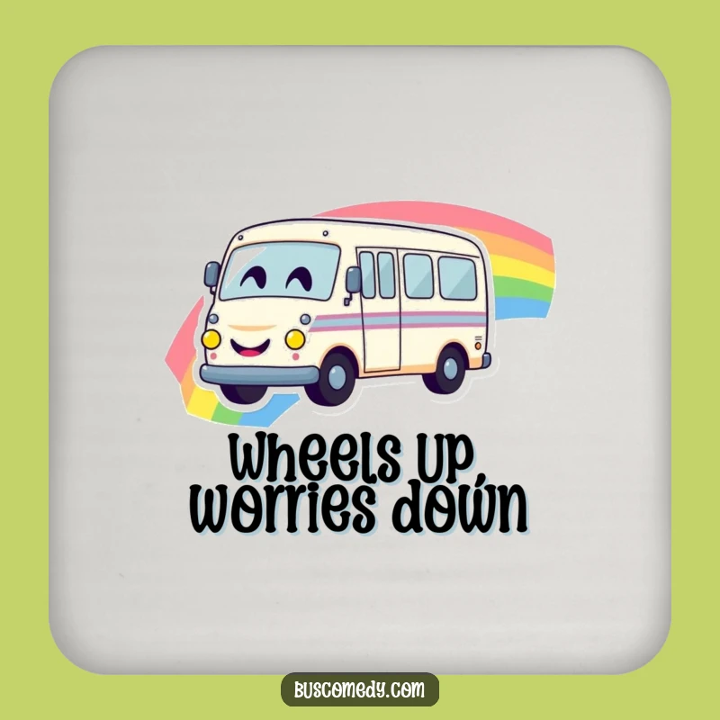 Funny Rainbow Bus Coaster - Smiley Face Protection Gift for Bus Lovers