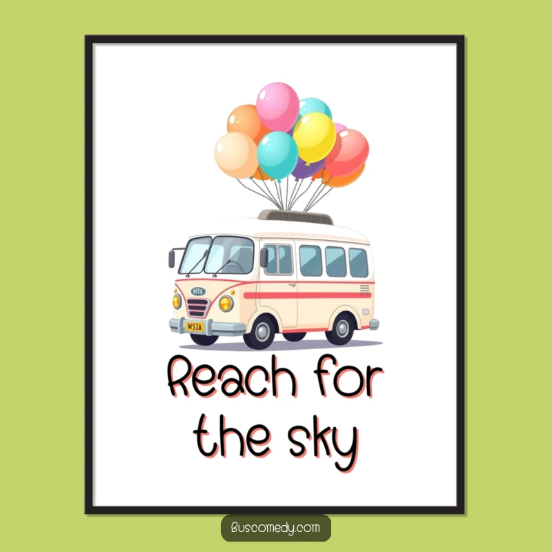 Funny Kawaii Bus Balloon Poster: Whimsical Art - Lovely Funny Gift!