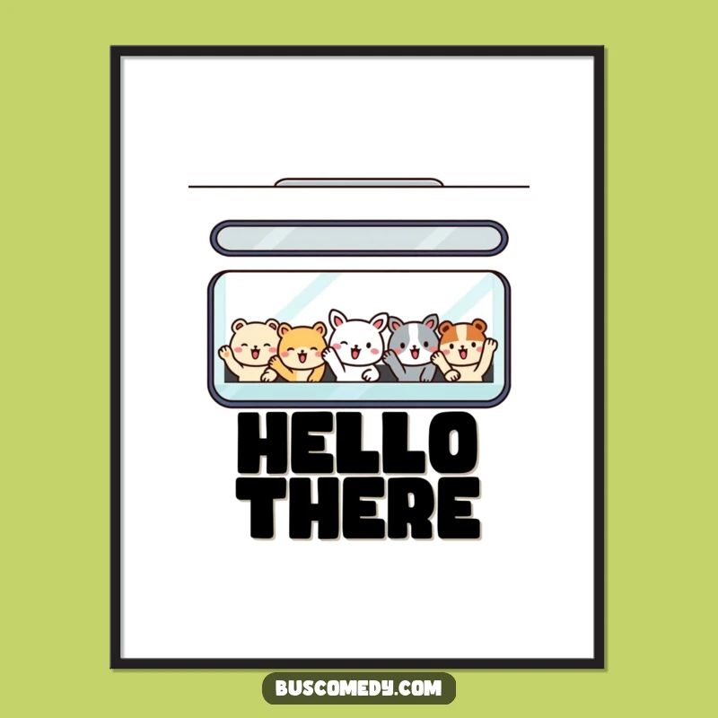 Funny Animal Bus Poster: Adorable Passengers Art for a Cheerful Room