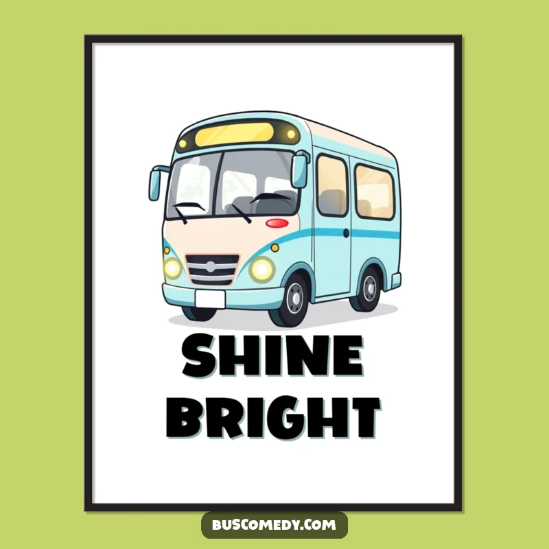 Funny Winking Bus Poster: Adorable Character Art for a Cheerful Home