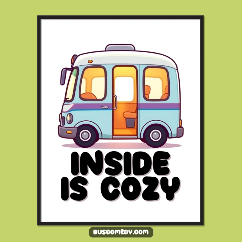 Warm Glow Bus Poster: Friendly Illuminating Bus Art, Cozy Wall Decor Gift!