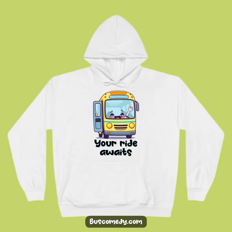 Cozy Funny Bus Waving Hoodie: Warmth & Welcoming Humor